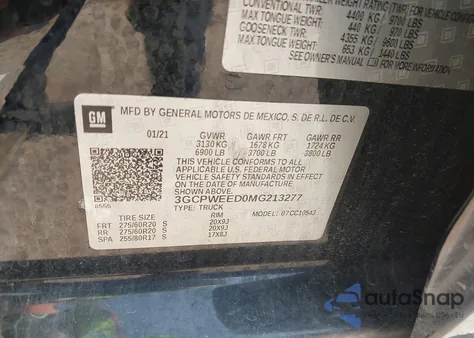 2021 Chevrolet Silverado 1500 2Wd Short Bed Ltz from USA, damaged, VIN 3GCPWEED0MG213277